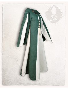Vestido medieval modelo Jasione, cor verde-branco 2