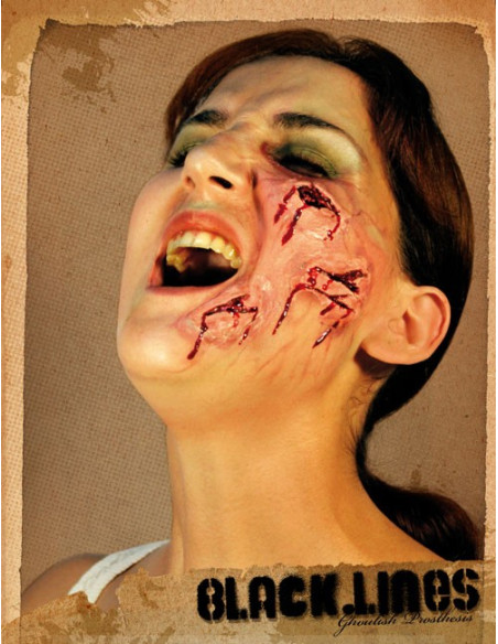 maquiagem rosto queimado e cortado