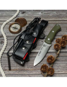 Faca Bushcrafter marca Cudeman modelo 206-GVC, completa