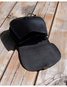 Bolsa medieval dupla de couro modelo Hrothgar, cor preta 2