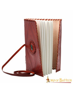 Diário medieval com capa de couro e pedra, cor vermelha 2