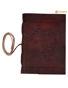 Diário medieval capa de couro com design de tigre