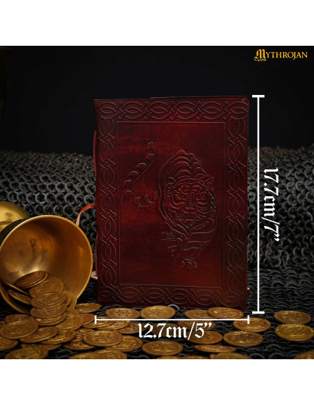 Diário medieval capa de couro com...