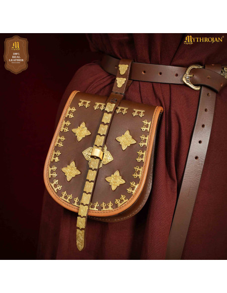 Bolsa viking em couro para cinto,...