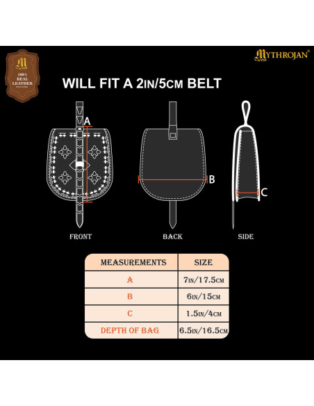 Bolsa viking em couro para cinto,...