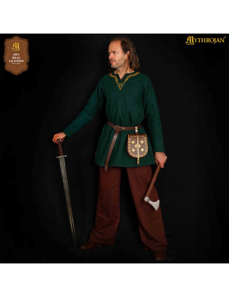 Bolsa viking em couro para cinto,...