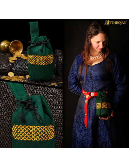 Bolsa medieval de lã bordada para...