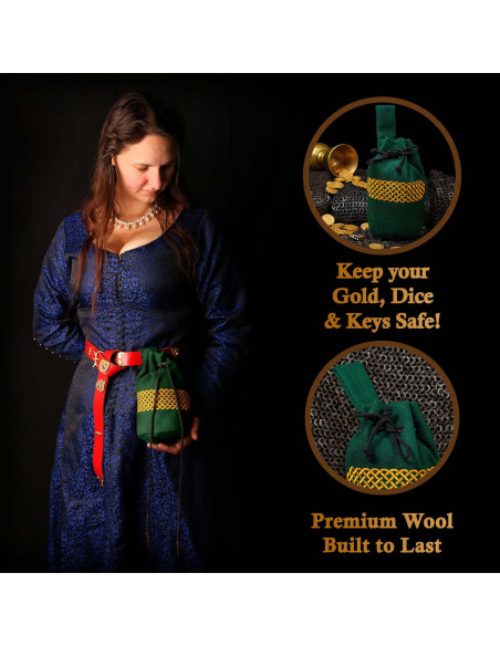 Bolsa medieval de lã bordada para...