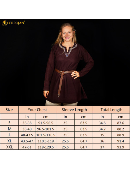 Túnica vikinga unissex de algodão com...