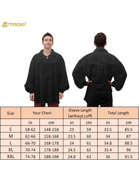 Camisa medieval de algodão modelo...