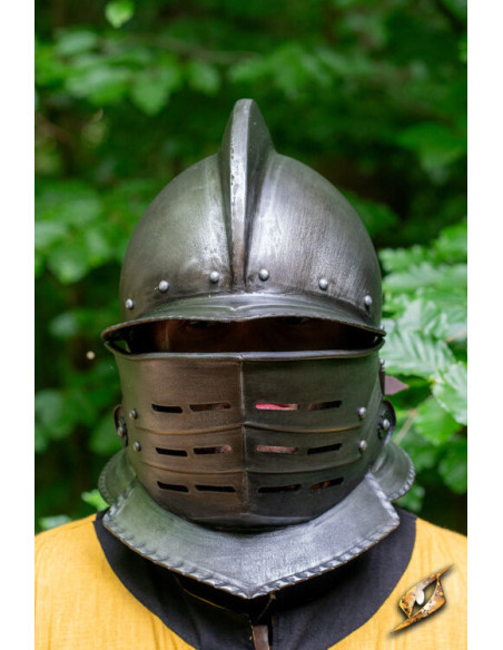 Capacete Borgoñota com viseira em aço...