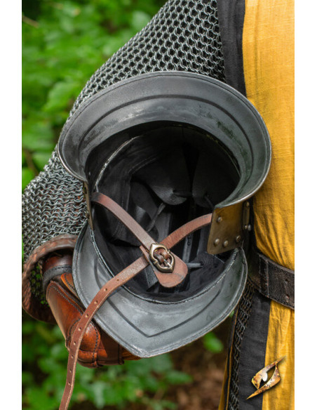 Capacete Borgoñota com viseira em aço...