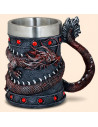 Xícara medieval ornamental em resina com design de dragão