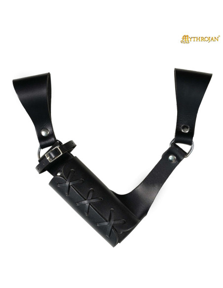 Tahalí grande de couro preto...