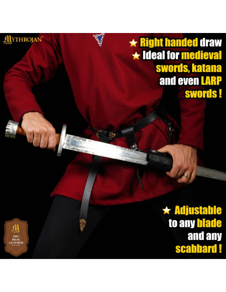 Tahalí grande de couro preto...