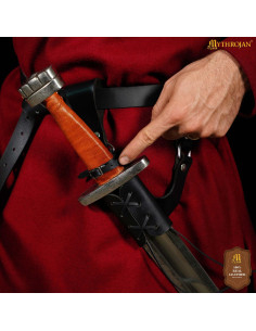 Tahalí pequeno de couro preto ajustável, mão direita ou...