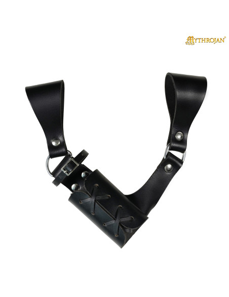 Tahalí pequeno de couro preto...