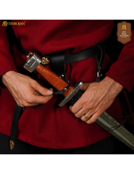 Tahalí pequeno de couro preto...