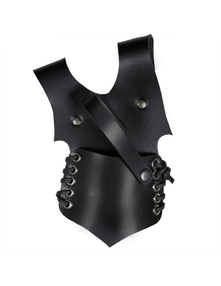 Tahalí medieval de couro preto modelo...