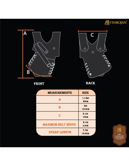 Tahalí medieval de couro preto modelo...