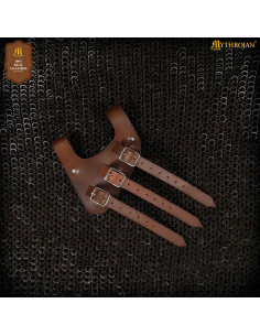 Tahalí renascentista de couro marrom, mão esquerda