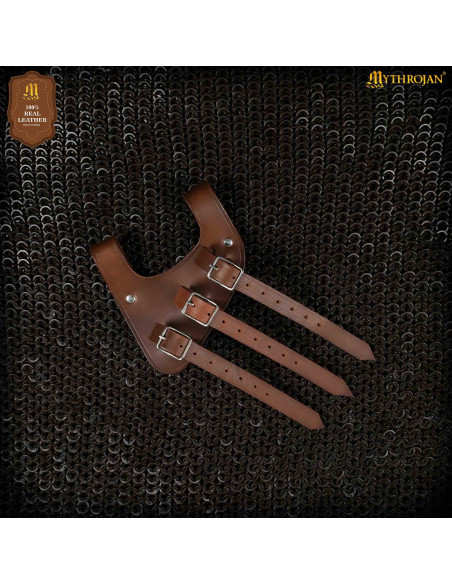 Tahalí renascentista de couro marrom,...