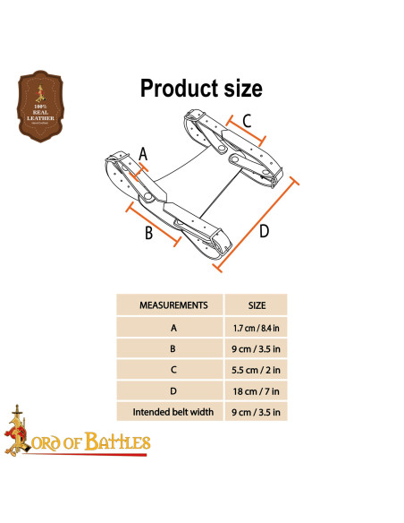 Tahalí medieval ajustável em couro,...