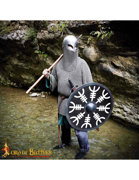 Capacete viking com viseira e coifa...
