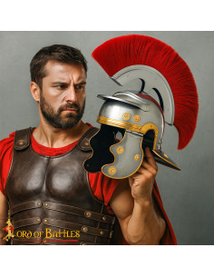 Capacete de Centurião Romano com crista vermelha
