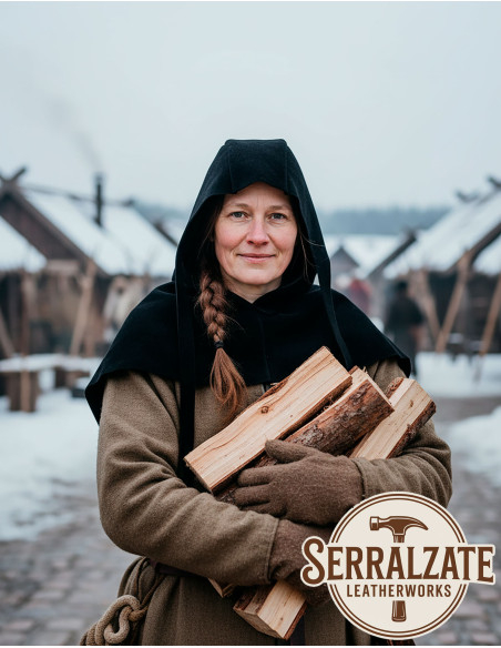 Capelina medieval de couro modelo...