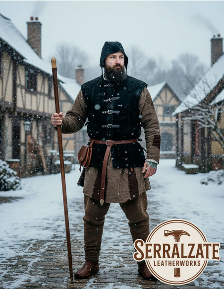 Capelina medieval de couro modelo...