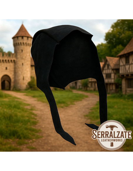 Capelina medieval de couro modelo...