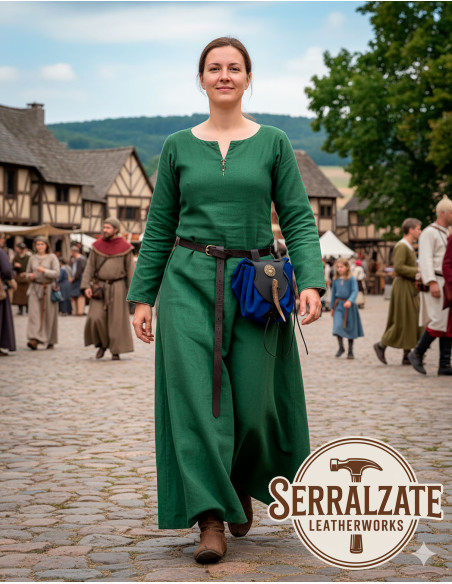 Bolsa limosneira medieval de couro...