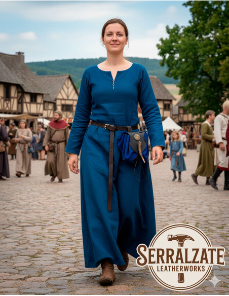 Bolsa limosneira medieval de couro...