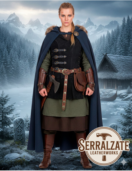 Chaleco Medieval Brava em pele - Preto