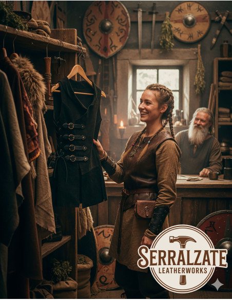 Chaleco Medieval Brava em pele - Preto