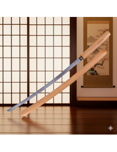 Shirasaya decorativa, lâmina de aço com acabamento fosco...