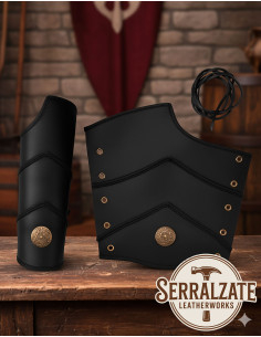 Braceletes medievais de couro Guillermo, cor preta