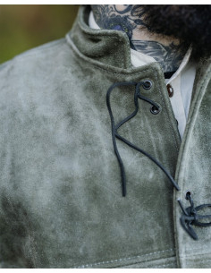 Colete medieval em pele de camurça modelo Laertes, cor verde 2