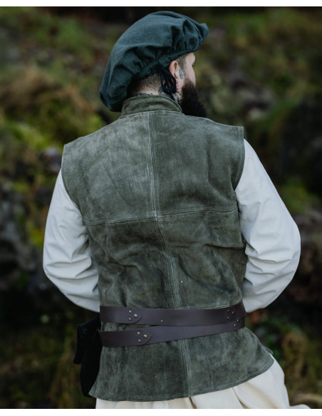 Colete medieval em pele de camurça...