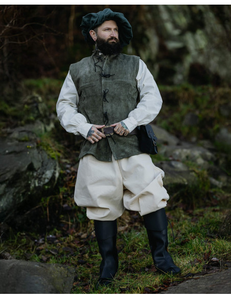 Colete medieval em pele de camurça...