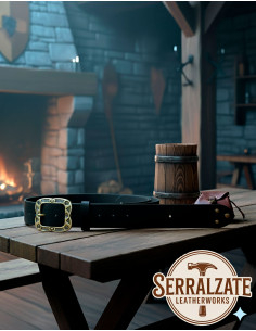 Cinto medieval de couro modelo Mateo, Preto 2