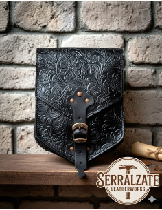 Bolsa medieval para cinto repuxado Robert, cor preta