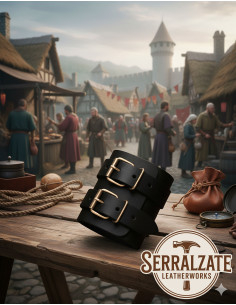 Pulseira medieval ajustável de cavaleiro em preto, 1 unidade 2