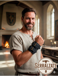 Pulseira medieval ajustável de cavaleiro em preto, 1 unidade