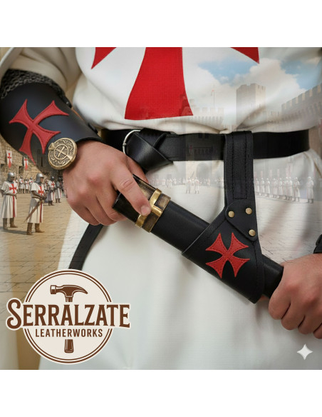 Tahalí medieval em couro para espadas...