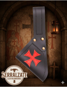 Tahalí medieval em couro para espadas modelo Cruzado, cor...