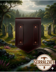 Bolsa celta de couro modelo Brigida, cor marrom escuro 2