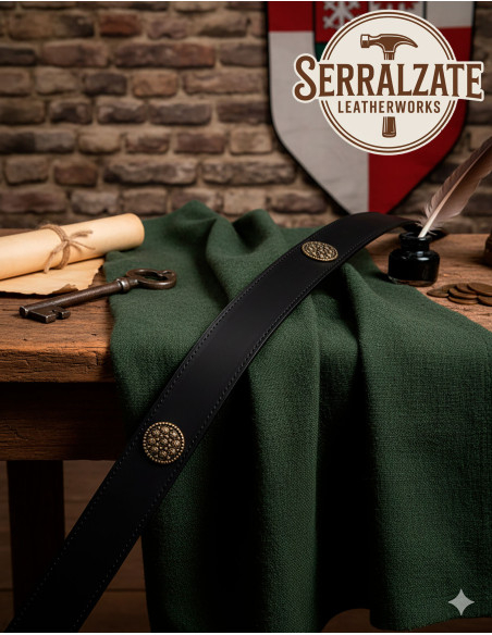 Cinto medieval Godfrey em couro - Preto