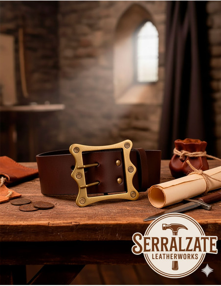 Cinto medieval largo Ivo - Marrom escuro